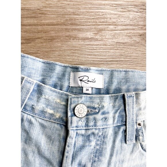 Rails Light Wash Distressed Denim Shorts Womens 25 High Rise Rolled Hem - Picture 4 of 12